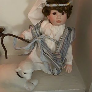 Little lamb boy with staff porcelain doll
